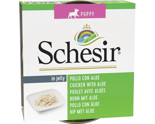 Hrană umedă pentru căței Schesir Puppy pui cu aloe în jeleu