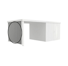 Perete lateral pentru casuta de gradina cu carport, elemente de perete din lemn marcate, accesoriu potrivit pentru acoperisul casutei de gradina.
