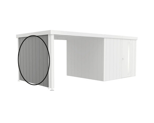 Perete lateral pentru casuta de gradina cu carport, elemente de perete din lemn marcate, accesoriu potrivit pentru acoperisul casutei de gradina.