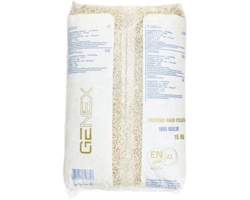 Peleti din lemn Genex sac de 15 kilograme cu certificare ENplus A1