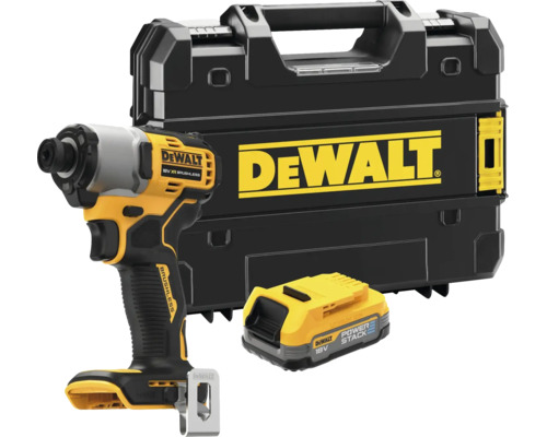 Masina de insurubat cu impact DeWalt 18 Volt XR Brushless cu acumulator Powerstack si valiza