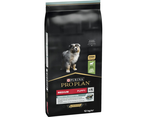 Hrană pentru căței Purina Pro Plan Medium Puppy Sensitive Digestion cu miel ambalaj de 12 kilograme