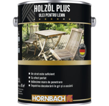 Ulei pentru lemn Plus pentru mobilier de grădină la bidon de 2,5 litri cu sigiliu Made in Germany și logo Hornbach.