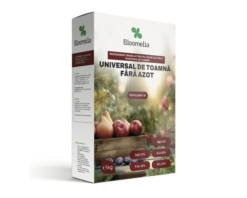 Îngrășământ universal de toamnă Bloomelia fără azot, 1 kilogram de granule pentru toate culturile.