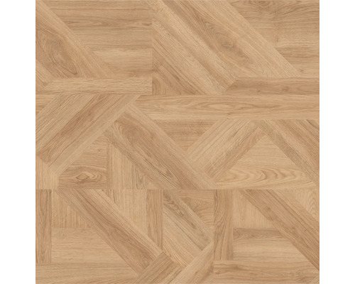 Pardoseală laminată cu aspect de stejar și model geometric de parchet