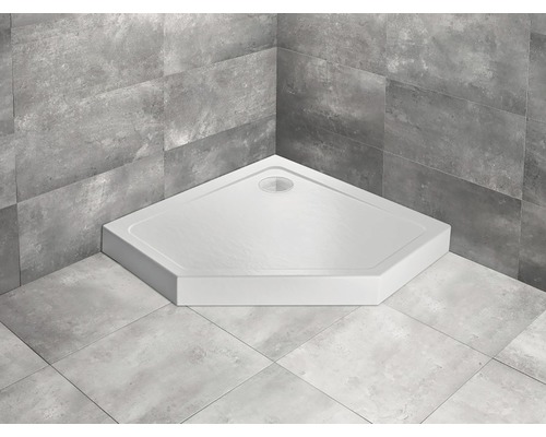 Cădiță de duș pentagonală Radaway Doros PT Compact Stone White 90x90x11,5 cm acril alb SDRPTP9090-05-04S