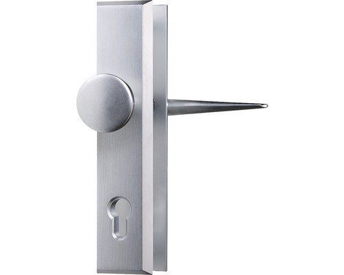 Mâner mobil și mâner tip buton cu șild ușă intrare Abus BP92F1 G, pentru ușă de securitate, argintiu