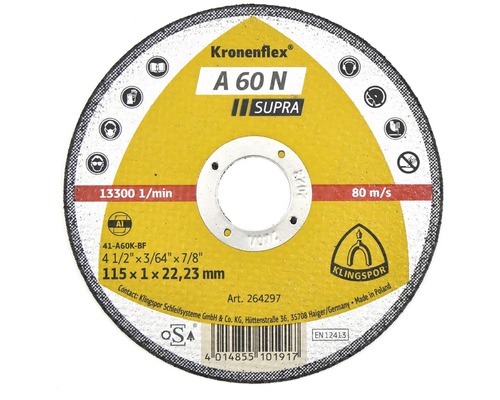 Disc debitare metale neferoase Klingspor A60N Ø115x1x22,23mm