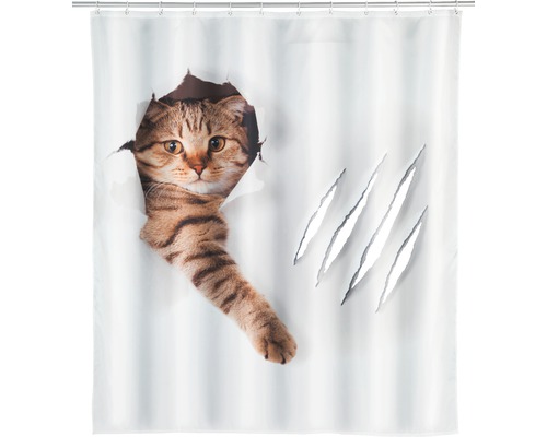 Perdea de duş Wenko Cute Cat 180x200 cm PES alb