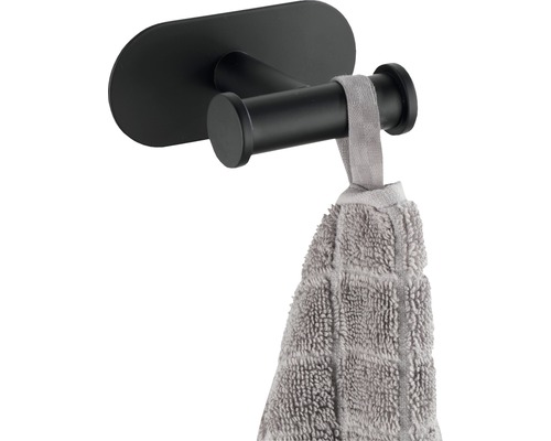 Cârlig negru pentru prosoape cu prosop