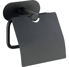 Suport hârtie igienică cu capac Wenko Orea negru mat-thumb-1