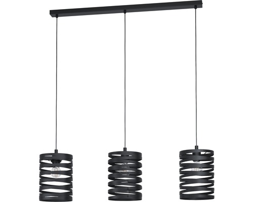 Lumină suspendată cu trei becuri și design deschis al abajurului