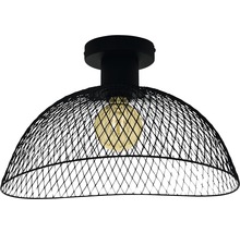 Plafonieră neagră cu plasă de sârmă și bec