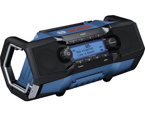 Radio de șantier Bosch cu radio digital, Bluetooth și mâner de transport