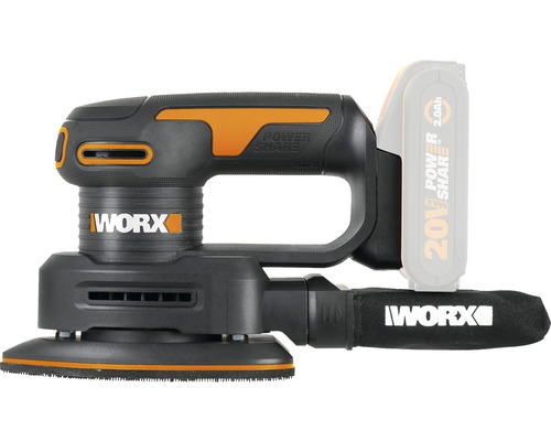 Șlefuitor orbital cu acumulator Worx cu sac de praf și acumulator