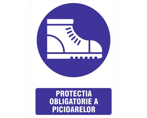 Indicator avertizare „Protecția obligatorie a picioarelor”
