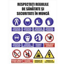 Semn de securitate cu semne de obligativitate și interdicție pentru locurile de muncă