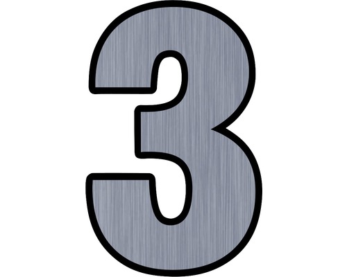 Număr casă „3” pentru poartă/ușă, material plastic ABS argintiu