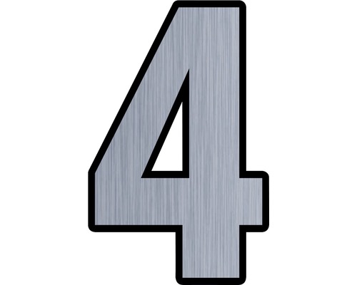 Număr casă „4” pentru poartă/ușă, material plastic ABS argintiu