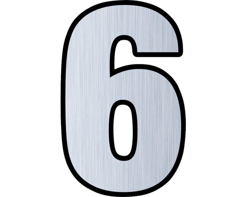 Număr casă „6” pentru poartă/ușă, material plastic ABS argintiu