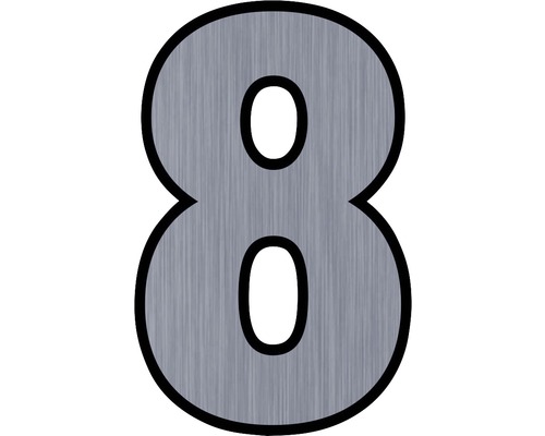 Număr casă „8” pentru poartă/ușă, material plastic ABS argintiu