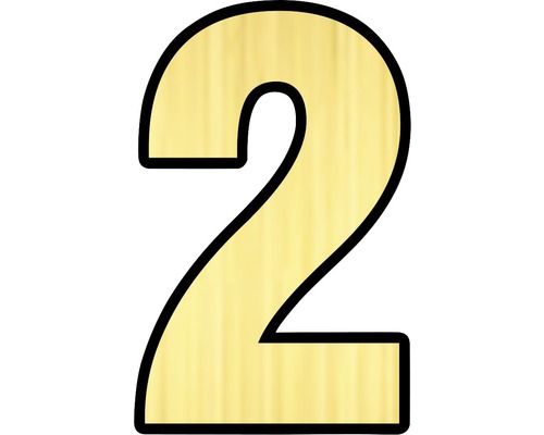 Număr casă „2” pentru poartă/ușă, material plastic ABS auriu