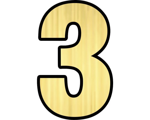 Număr casă „3” pentru poartă/ușă, material plastic ABS auriu