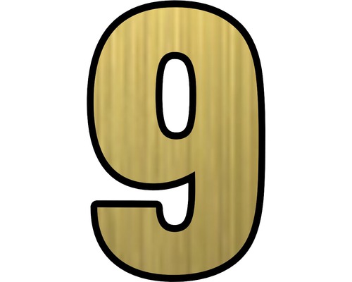 Număr casă „9” pentru poartă/ușă, material plastic ABS auriu
