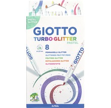 Giotto Turbo Glitter Pastel, 8 bucăți, carioci cu sclipici