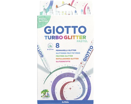 Set 8 carioci cu sclipici Giotto Turbo Glitter Pastel