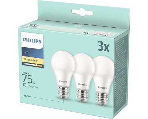 Pachet cu trei becuri LED Philips cu soclu E27