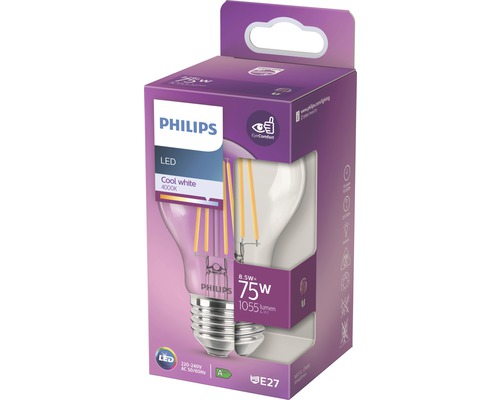 Bec LED Philips 8,5 wați E27 în ambalajul produsului