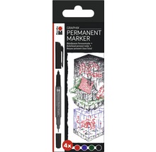 Marker permanent Marabu Graphix, set de 4 bucăți