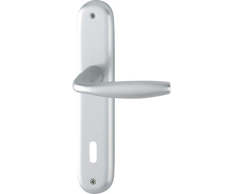 Mânere cu șild ușă interior Hoppe New York 90/240 mm, pentru cheie BB, argintiu