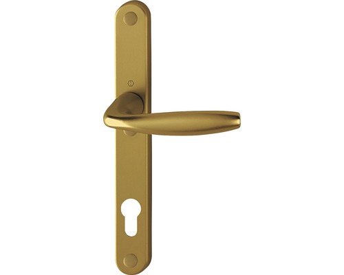 Mânere cu șild ușă intrare Hoppe New York 92/246 mm, pentru cilindru, bronz