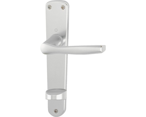 Mânere cu șild ușă baie/toaletă (WC) Hoppe Milano 90/206 mm, argintiu