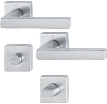 Set mânere de ușă cu rozetă pătrată și buton rotativ