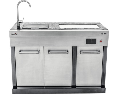 Bucătărie grătar cu chiuvetă și blat de lucru din oțel inoxidabil
