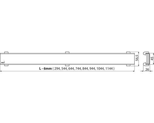 Desen tehnic al unui canal de duș cu dimensiuni