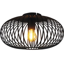 Plafoniere decorativă cu abajur geometric deschis și un bec.