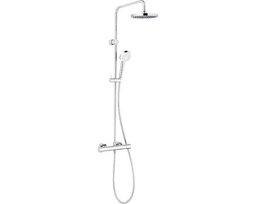 Sistem de duș Kludi Logo cu termostat cu pară fixă rotundă și pară mobilă crom-0