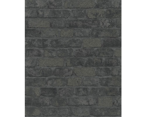 Tapet vlies zid cărămidă negru 10,05x0,53 m