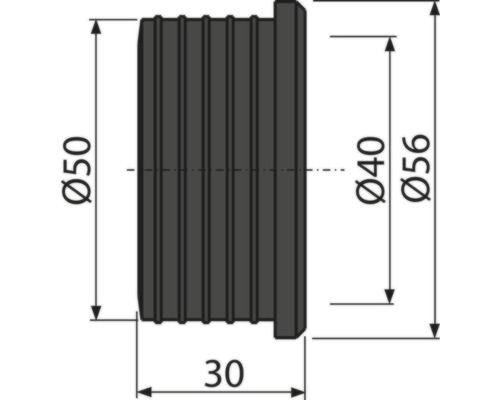Desen tehnic al unui capac terminal cu dimensiunile de 50, 40 și 56 de milimetri în diametru și 30 de milimetri în lungime.