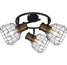 Lumină de plafon cu trei lămpi în cuști de sârmă