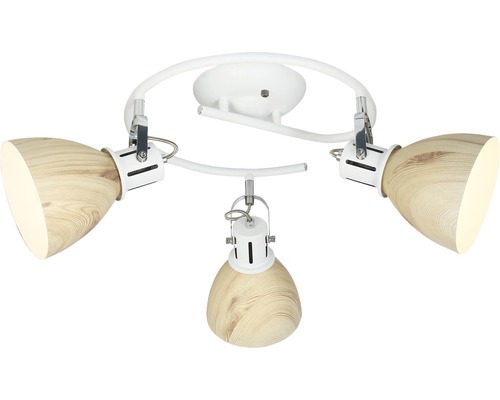 Lumină de plafon cu trei becuri cu design de lemn