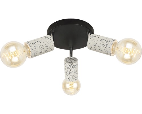 Lumină de plafon cu trei spoturi și aspect de terrazzo