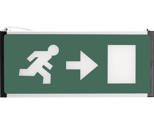 Indicator luminos săgeată în lateral Novelite 3W pentru evacuare de urgență Semn de evacuare cu o persoană și săgeată către ieșirea de urgență