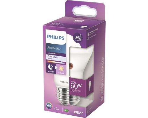 Bec Philips Sensor LED 6,5 W cu soclu E27 în ambalaj