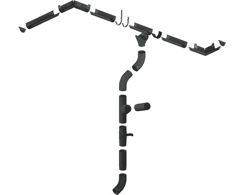 Sistem de jgheaburi cu jgheaburi, colțuri, suporturi și burlane