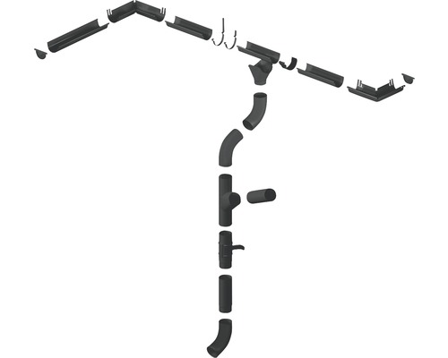 Set jgheaburi cu diverse componente pentru drenajul acoperișului